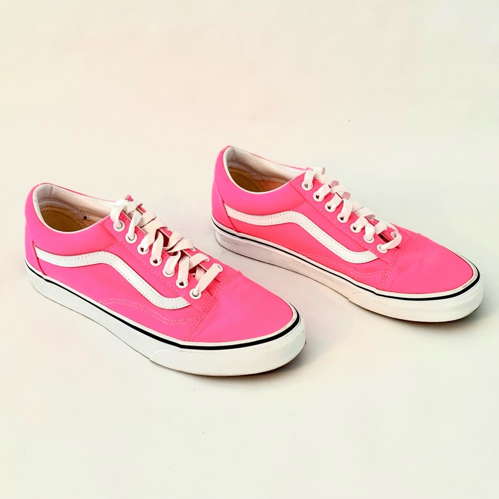 Vans Old Skool Neon Pink and White Low-Top Sneakers, Women